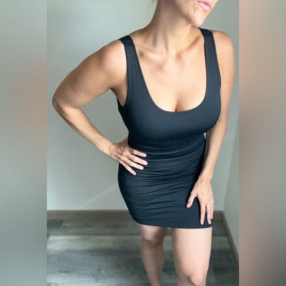 ASSETS By Sara Blakely Shapewear Slip Dress Black Medium Bodycon - Picture 3 of 10